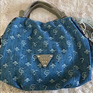 Guess Denim/Leather Tote Bag